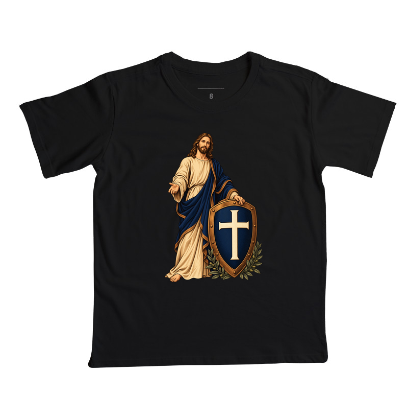 Escudo da Fé - Cristo Vivo - Camiseta Infantil