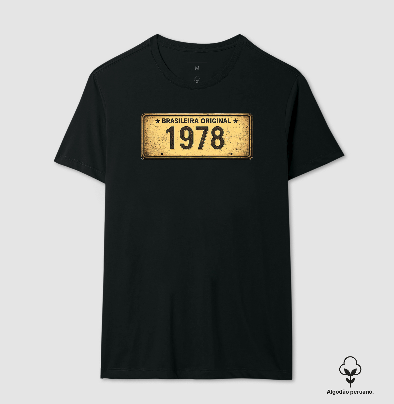 BRASILEIRA PLACA AMARELA 1978 - Camiseta Algodão Peruano