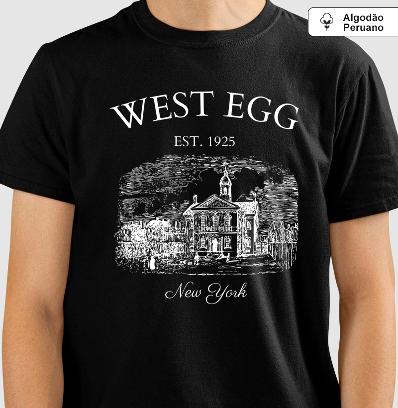 Camiseta O Grande Gatsby – West Egg | F. Scott Fitzgerald em Algodão Peruano 