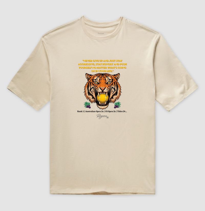 Camiseta Oversized Unissex Tênis “Tennis Legend – Tiger Mentality ” 