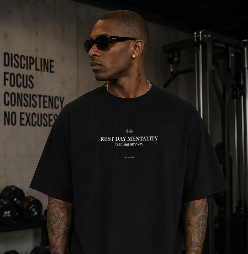 Camiseta Oversized Rest Day Mentality – No Plan Club