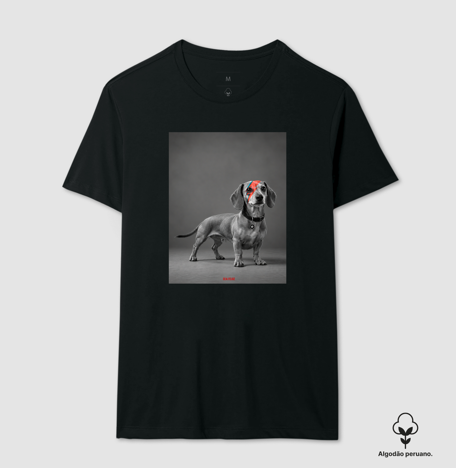 Glam Rock Dachshund ⚡ - Camiseta Algodão Peruano