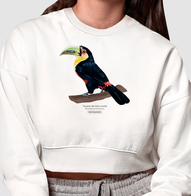 Aves do Brasil - Tucano-de-bico-verde - Moletom Cropped