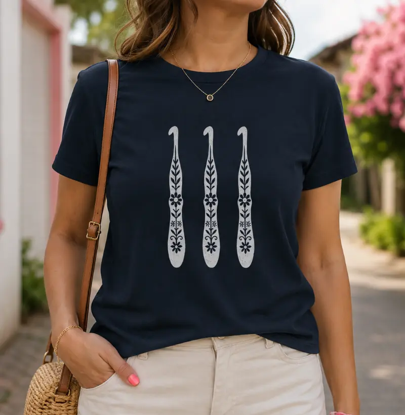 Camiseta Agulha de Crochê Florida Divertida