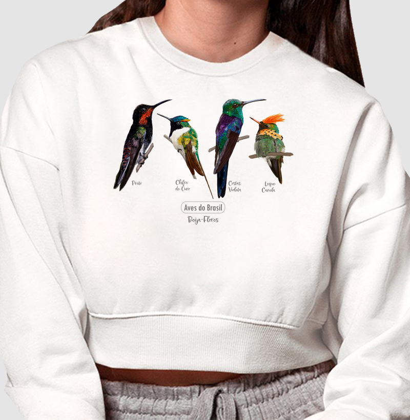 Aves do Brasil - Coletivo Beija-Flores - Moletom Cropped
