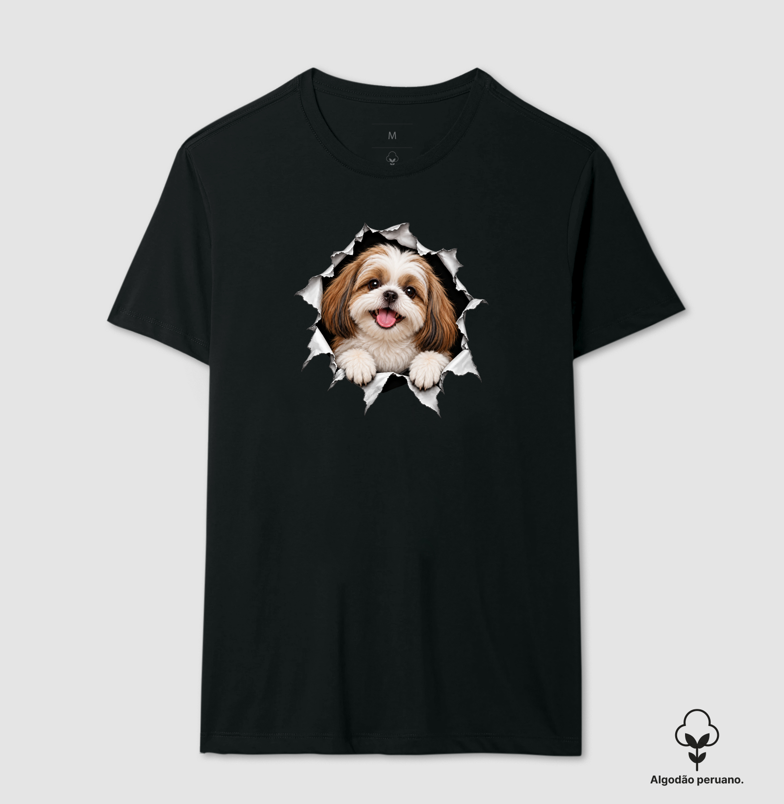 Cachorro Saindo da Camisa - Camiseta Algodão Peruano