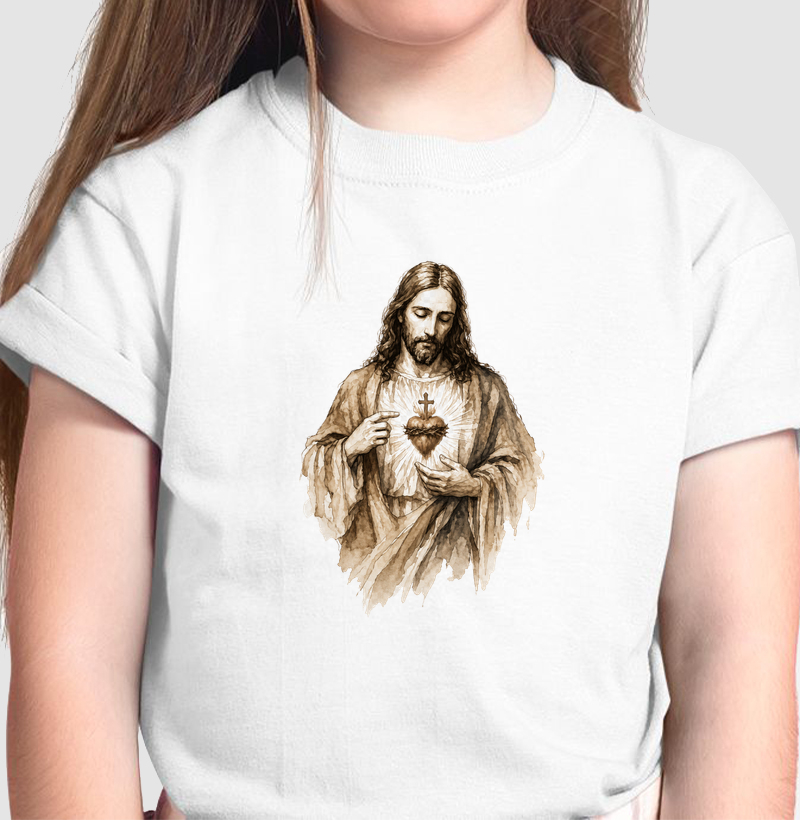 Camiseta Infantil Sagrado Coração de Jesus