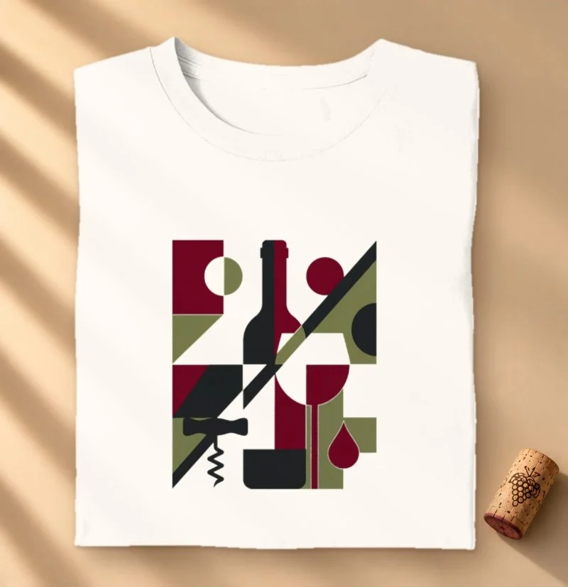 Camiseta Wine Geometric Art – Design Minimalista com Vinho