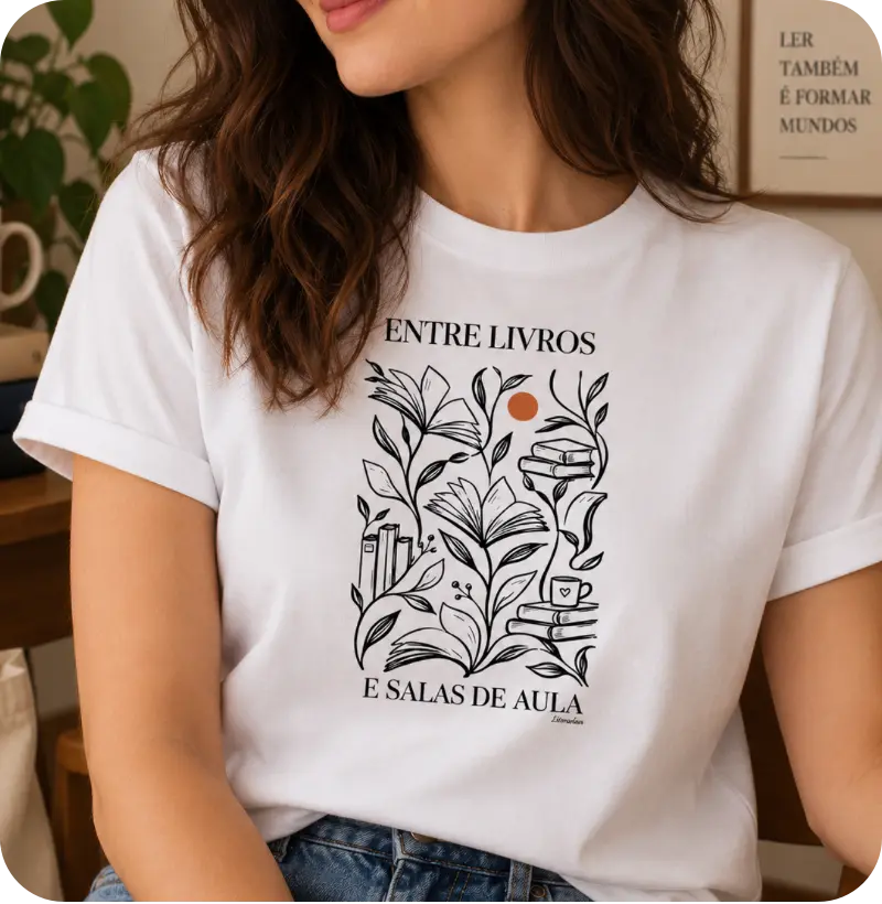 Camiseta Entre Livros e Salas de Aula