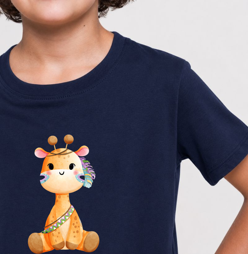 Camiseta Infantil Girafinha Fofa. Coleção Kids. Meninos e Meninas. Algodão Premium