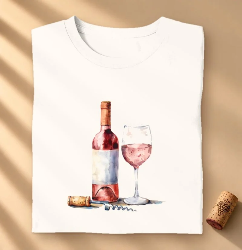 Camiseta Vinho Rosé Aquarela