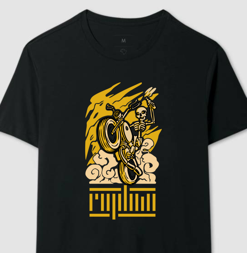 Caveira dando grau na moto