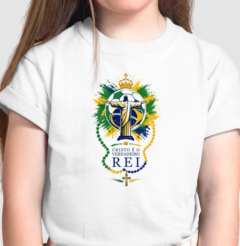 Camiseta Infantil Cristo é o Verdadeiro Rei