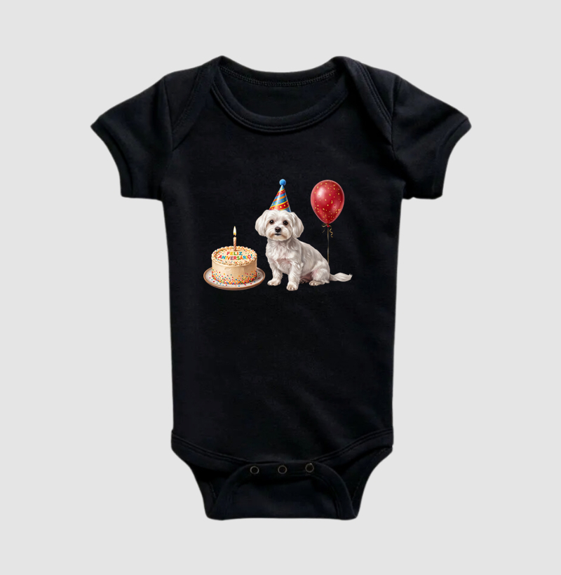 Maltês - Aniversário - Body Infantil