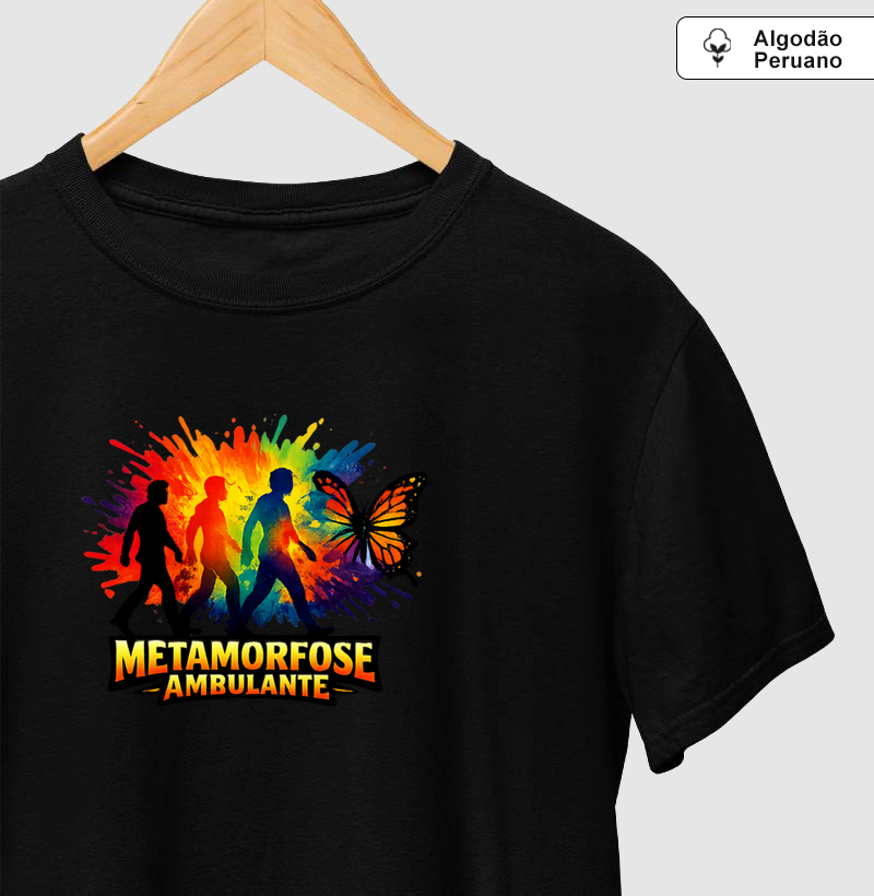 Camiseta Metamorfose Ambulante. Coleção Música. Masculina e Feminina. Algodão Peruano.