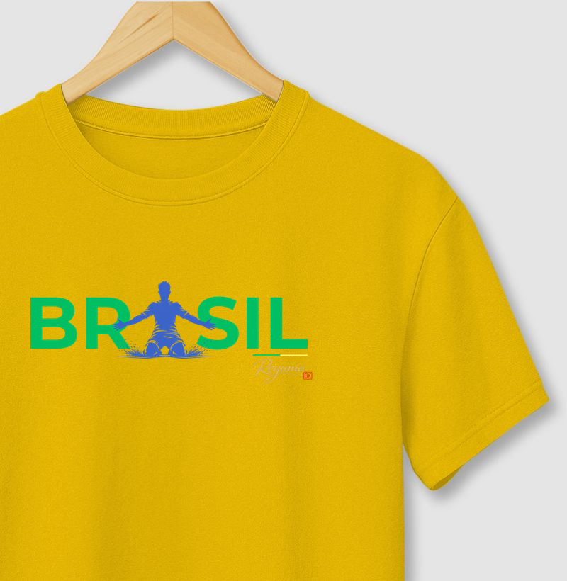 Camiseta Masculina, Feminina, Babylook e Unissex Tênis “Brasil Futebol Raiz” - Copa - Algodão 100% 