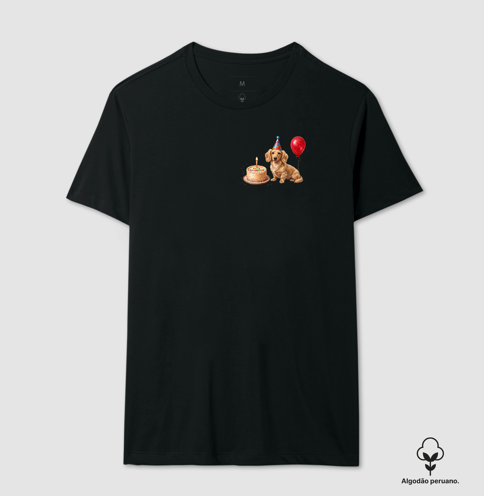 Dachshund Pelo Longo - Aniversário - Camiseta Algodão Peruano