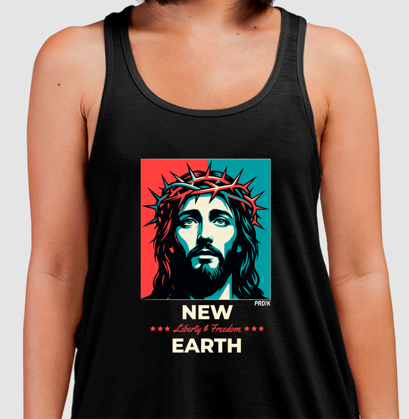 Camiseta Regata Algodão com Estampa - New Earth City