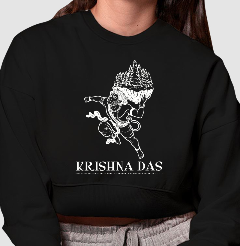 Hanuman Mountain - Cropped Moletom - Estampa Branca