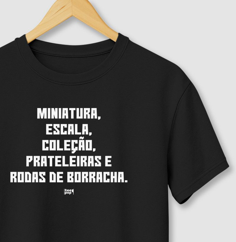 Camiseta colecionador miniaturas palavras semânticas