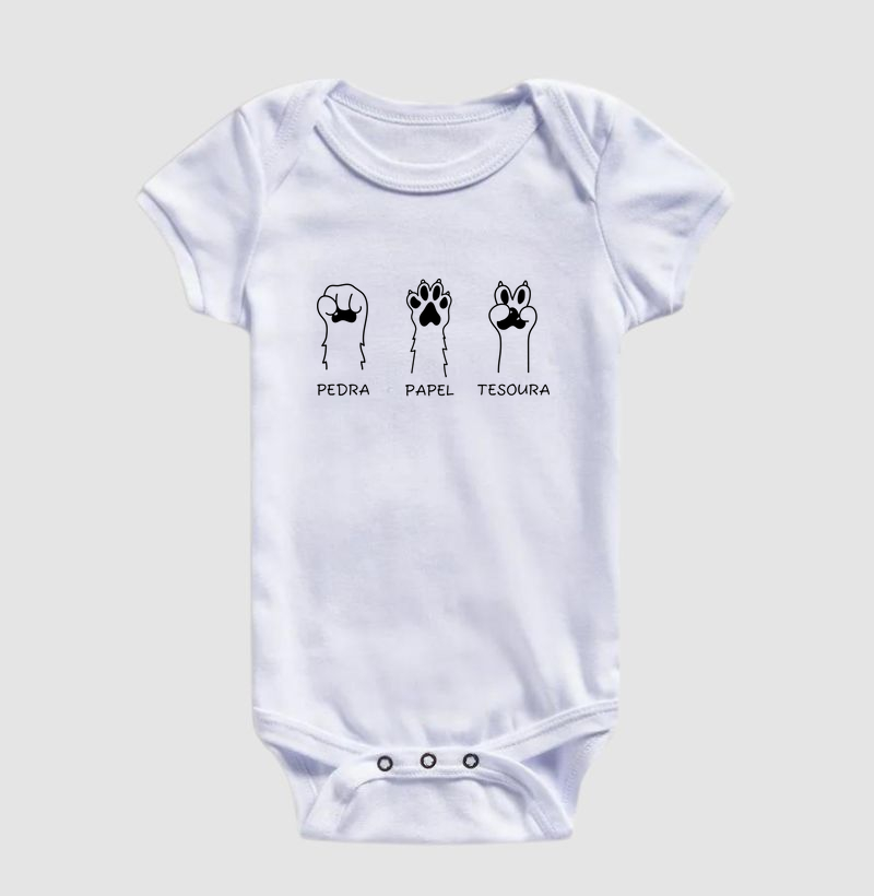 Body Infantil Divertido Pedra Papel Tesoura