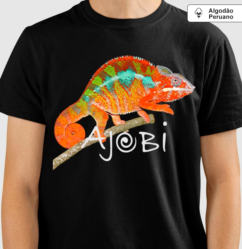 t-shirt 1/2 malha 100% algodão peruano 30.1 penteada Ajobi Camaleão