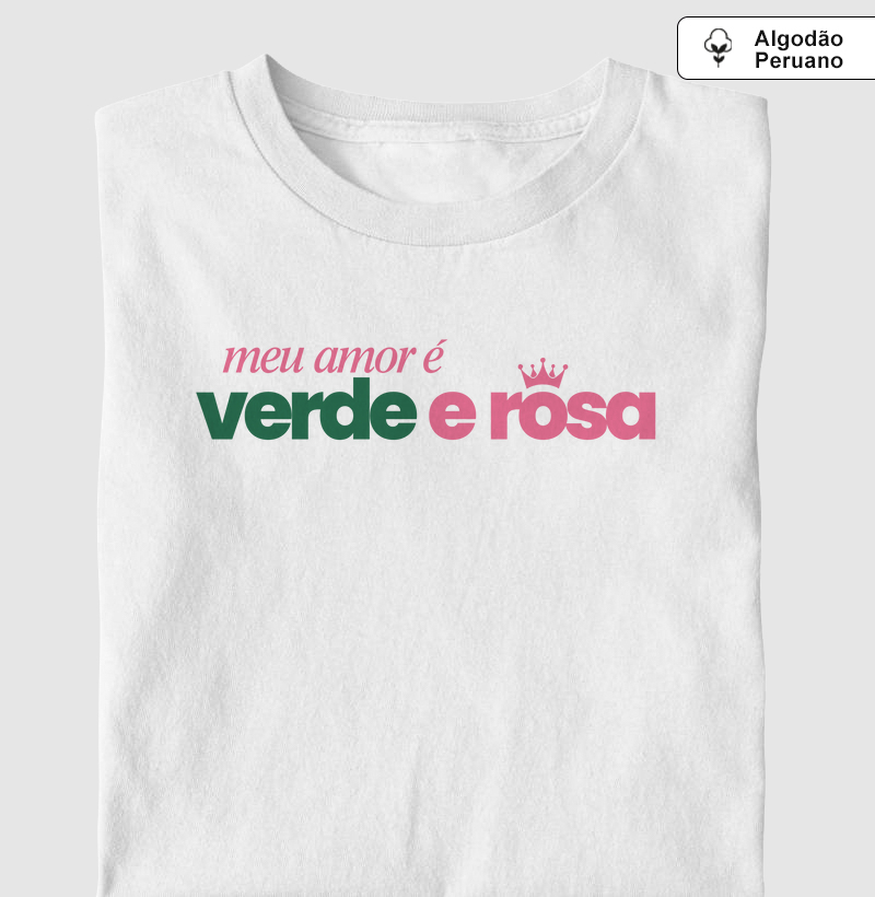 Algodão Peruano - Meu amor é verde e rosa