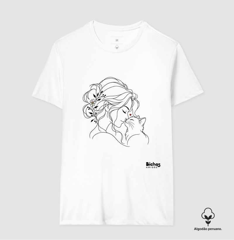 Gato e a Mulher - Camiseta Algodão Peruano