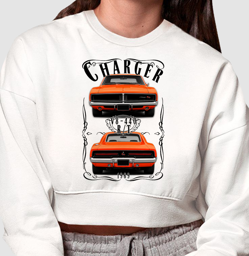 Moletom cropped feminino Charger vintage