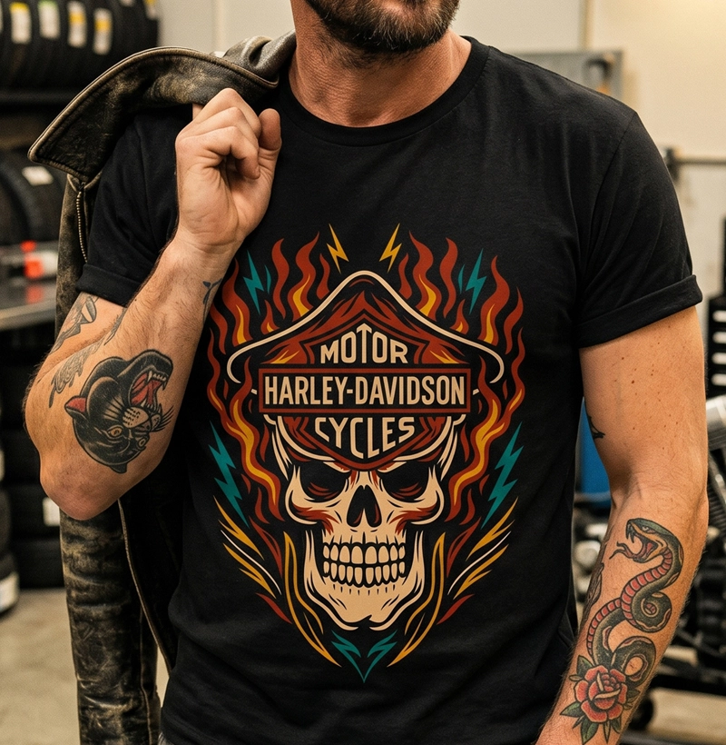 Skull Flames – Estilo Biker Clássico