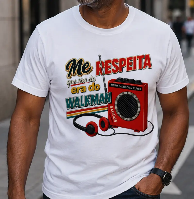 Me Respeita que Sou da Era do Walkman – Estampa Vintage Retrô Anos 80 e 90