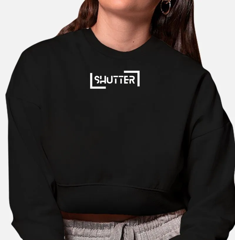 Moletom cropped feminino, shutter