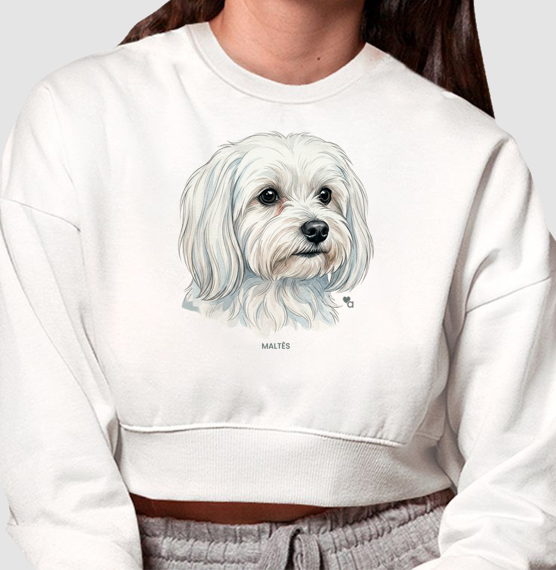 Cães - Maltês - Moletom Cropped