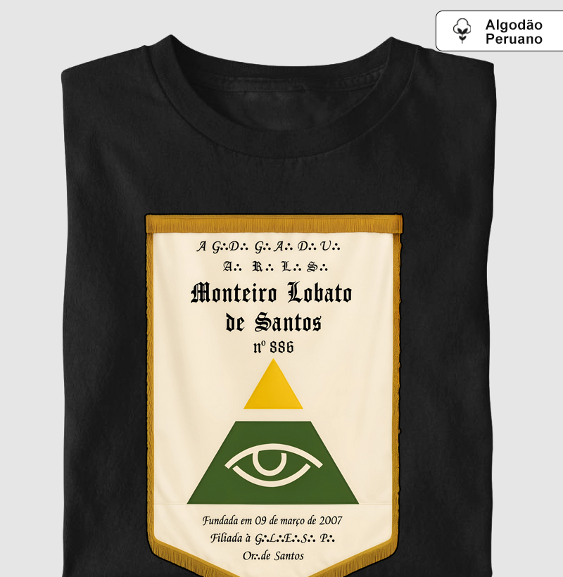 Camiseta Algodão Peruano ARLS Monteiro Lobato de Santos Nº 886 - Mr. GADU