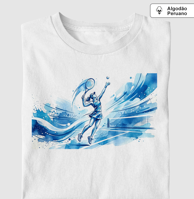Aquarela Tenista - Camiseta Algodão Peruano