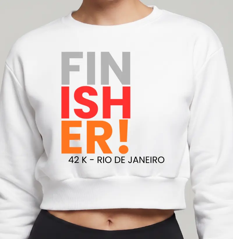 Cropped Moletom Maratona - Finisher 42 K Rio De Janeiro