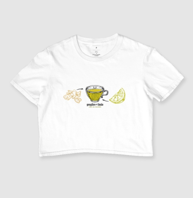 T-shit Cropped Gengibre com Limão