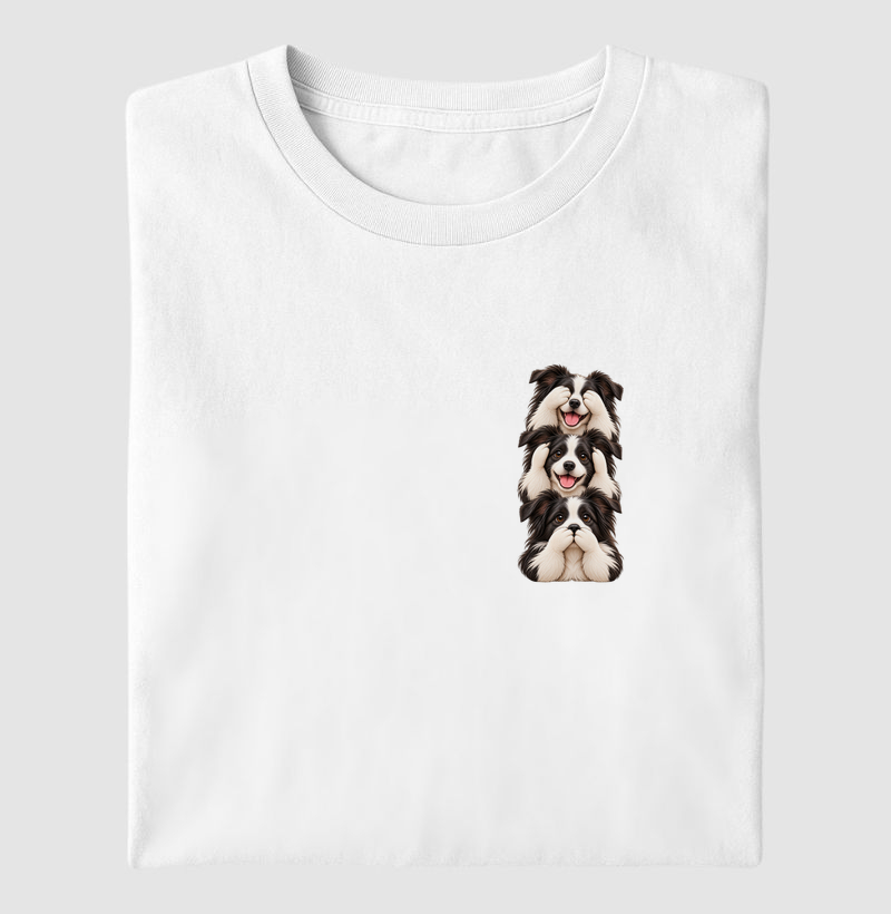Ver, ouvir e falar versão Border Collie (minimal) - Camiseta