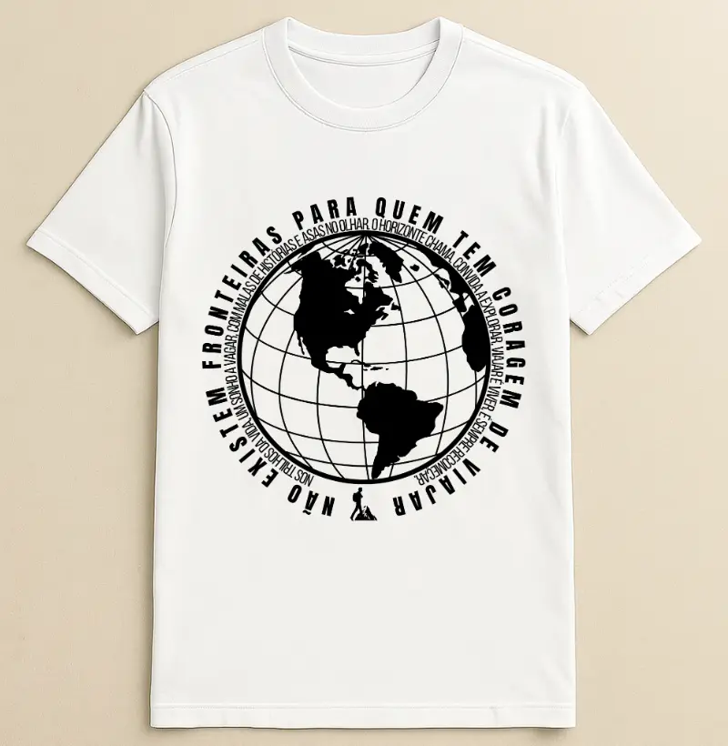 Camiseta Algodão Mochileiro Sem Fronteiras