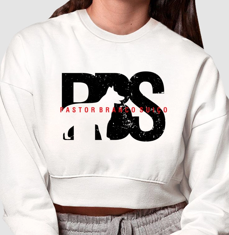 Moletom Cropped Pastor Branco Suiço Sigla