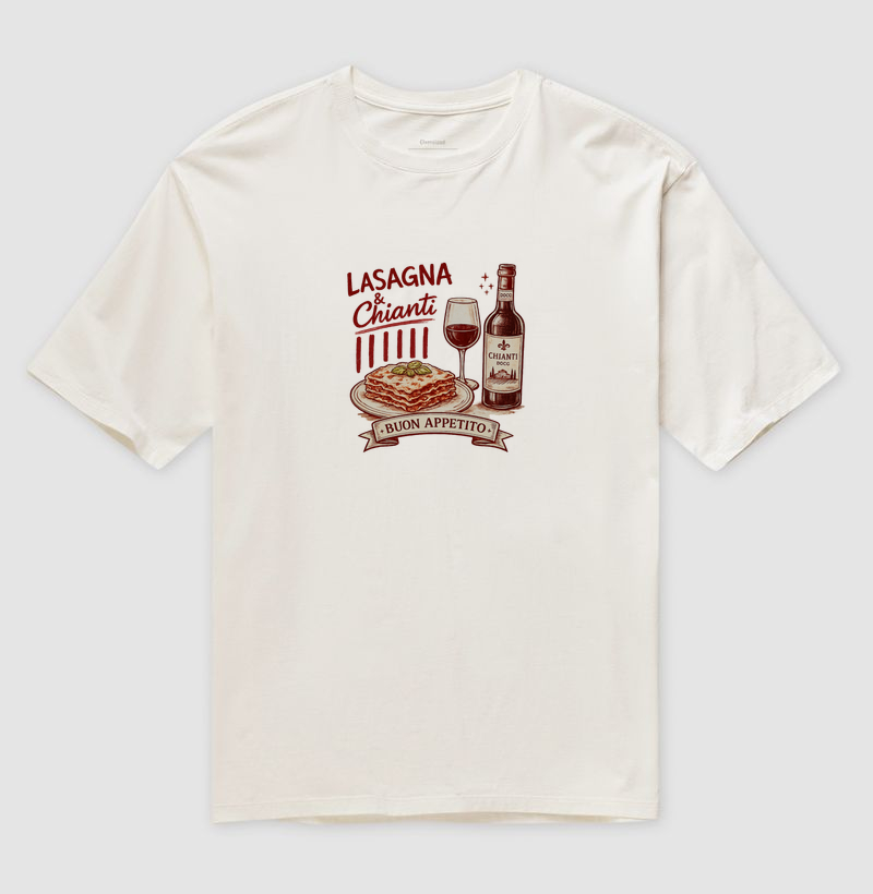 Chianti e Lasagna - Camiseta Oversized