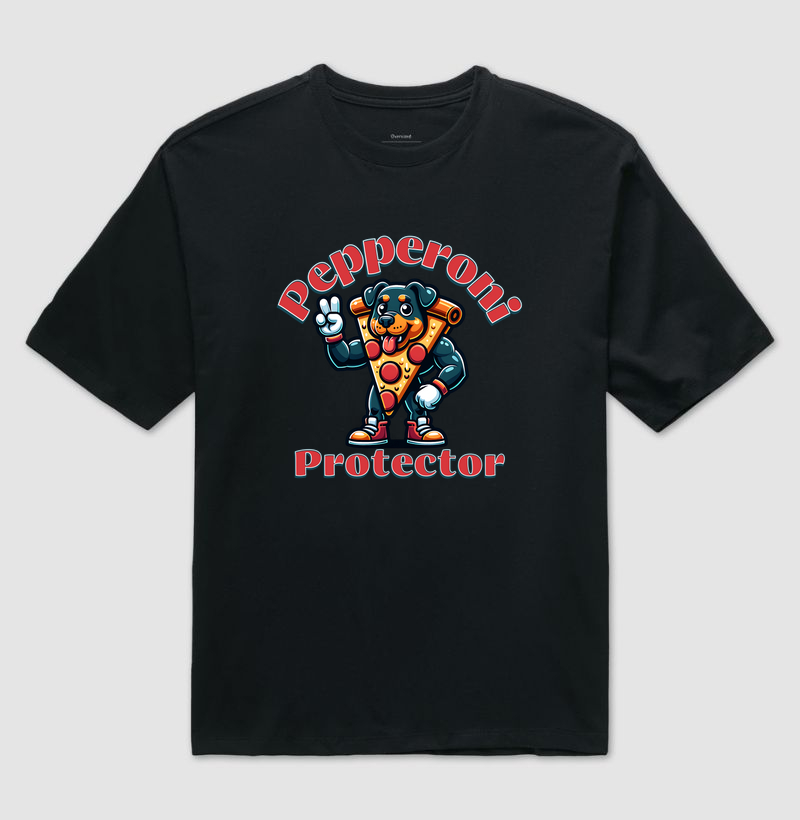 Camiseta Oversized Rottweiler Pizza