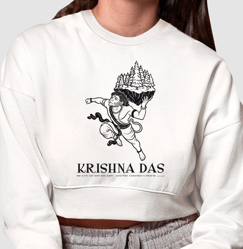 Hanuman Mountain - Cropped Moletom - Estampa Preta