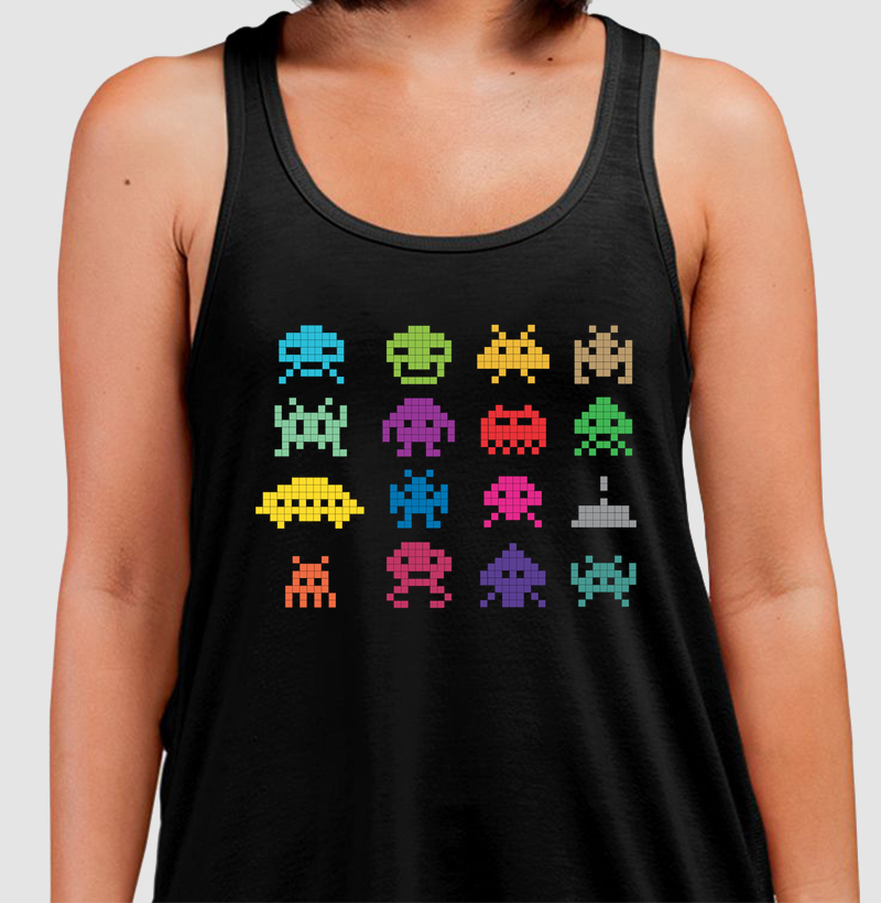 Color Pixel Aliens – Think Tee