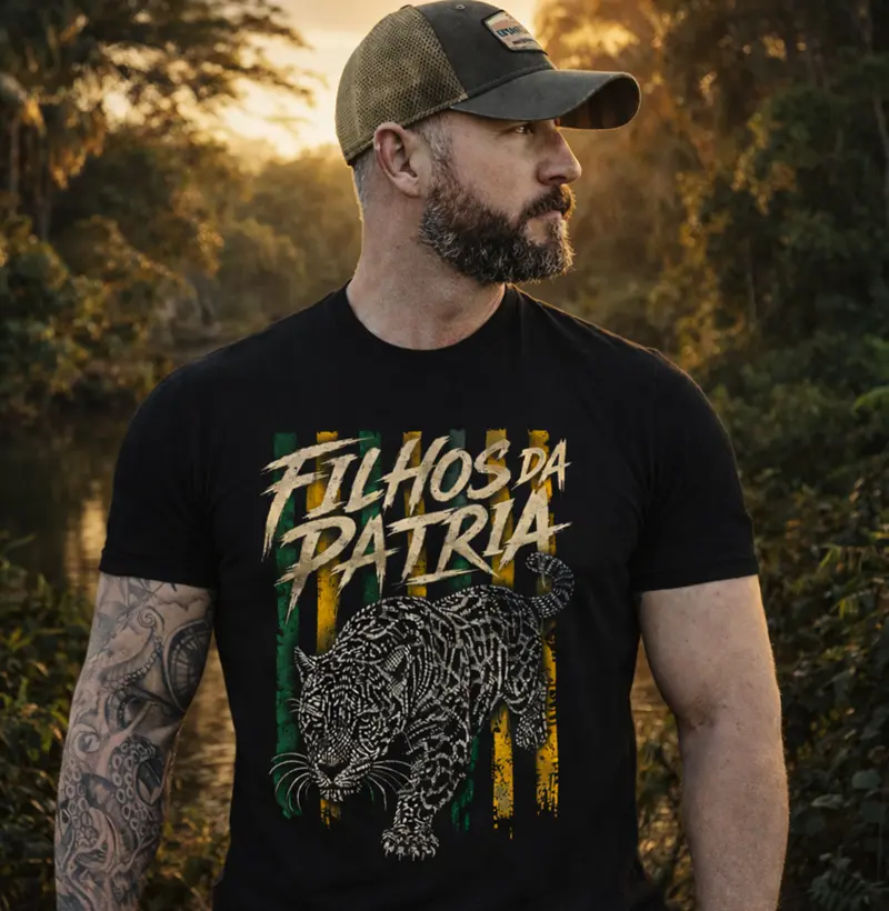 Camiseta Filhos da Patria Onca - colecao fauna da patria