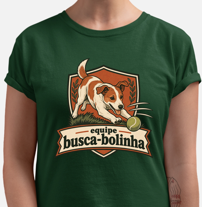 Camiseta Cachorro Bolinha "equipe busca-bolinha" | Pelo & Pano