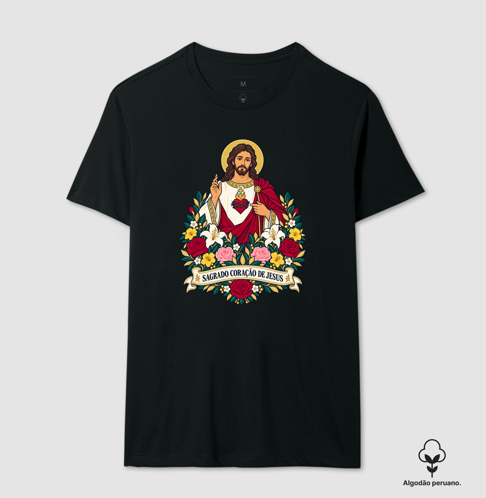 Coração Sagrado - Jardim da Fé - Camiseta Algodão Peruano
