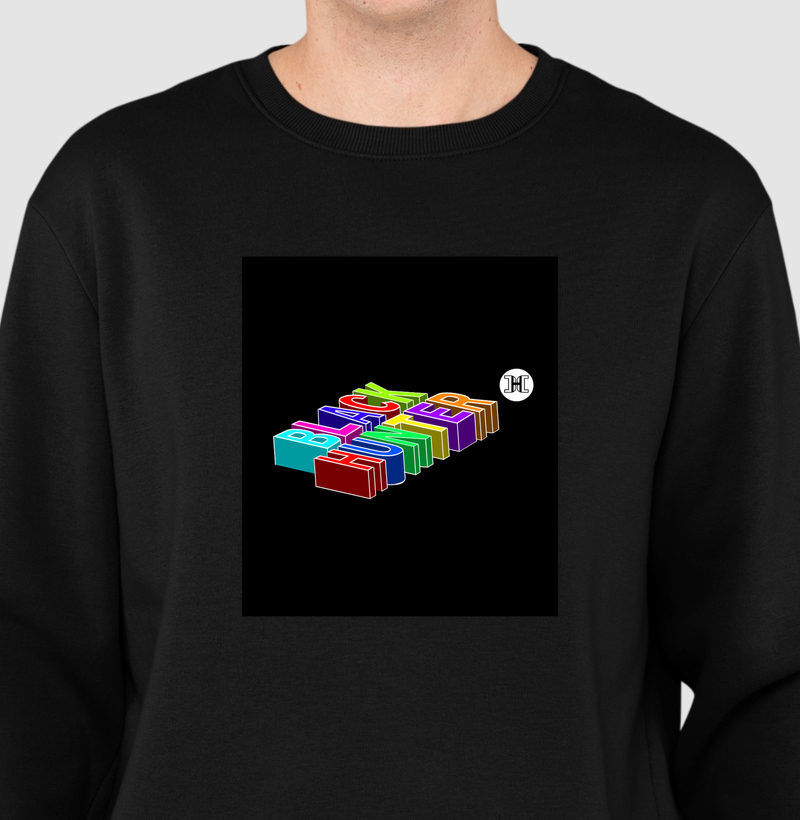 sueter em  letras deitadas colors black hunter