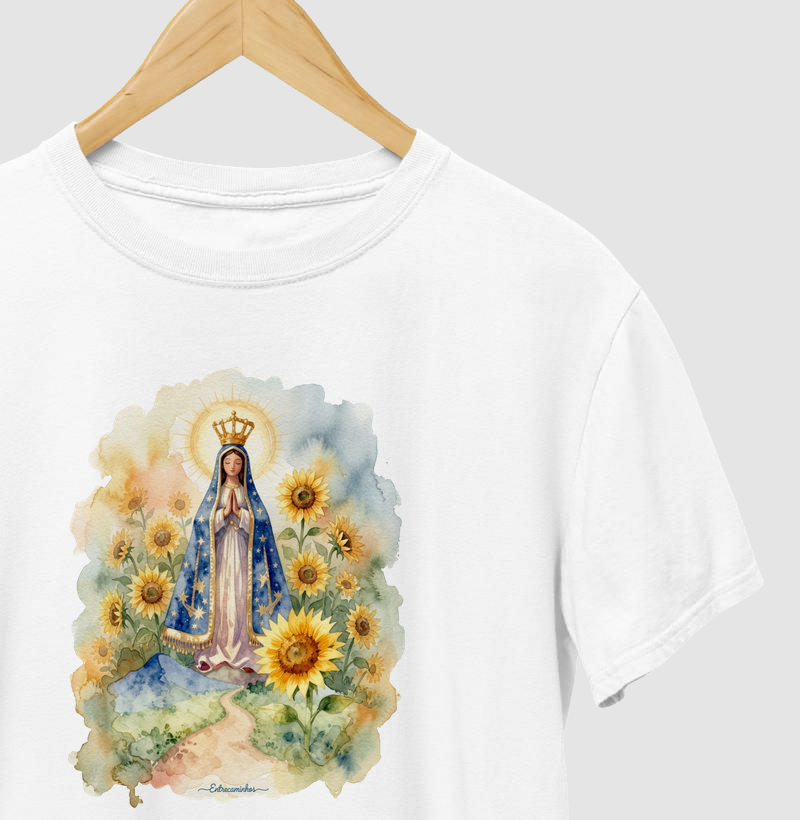 Nossa Senhora e Girassóis - Estilo Aquarela