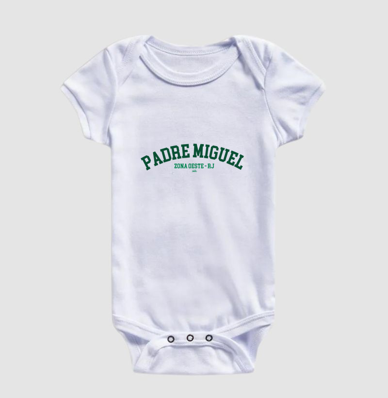 Padre Miguel - Verde e Branco - Body Infantil